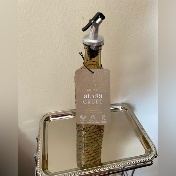 Medici 17 Oz /500ml Glass Cruet easy pour spout leak proof  handwash only . - Picture 1 of 5